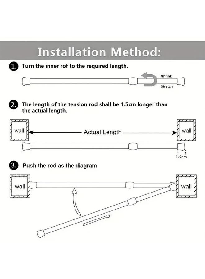 Black Adjustable Tension Curtain Rod Telescopic Pole 80 150cm For Window Door Wardrobe - Image 4